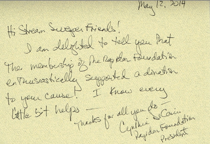 Rapidan Foundation Note of Appreciation